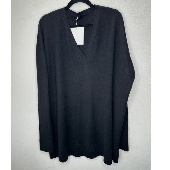 NWT The Row Black Amherst V-Neck Long Sleeve Cashmere Blend Sweater XL - Picture 2 of 16